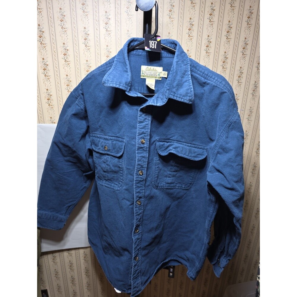 Cabelas Deerskin Soft Chamois Shirt Mens XL Blue Cotton Button Down 902573